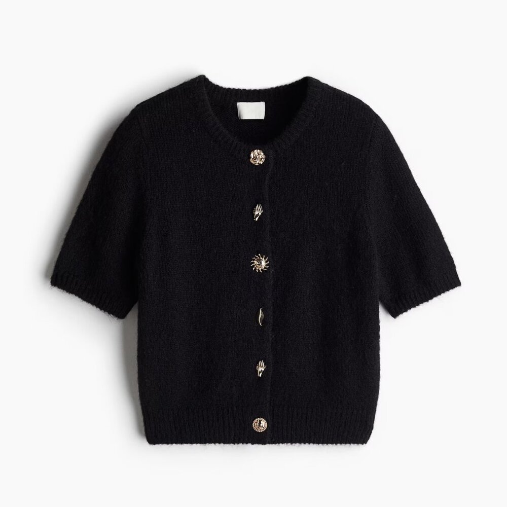 Button-Detail Knit Cardigan